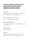 NC DOCC DETENTION OFFICER TEST 300&NewLine;CERTIFICATION EVALUATION TESTED&NewLine;QUESTIONS COMPLETE ANSWERS&NewLine;