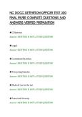NC DOCC DETENTION OFFICER TEST 300&NewLine;FINAL PAPER COMPLETE QUESTIONS AND&NewLine;ANSWERS VERIFIED PREPARATION