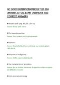 NC DOCC DETENTION OFFICER TEST 300&NewLine;UPDATED ACTUAL EXAM QUESTIONS AND&NewLine;CORRECT ANSWERS&NewLine;