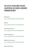NC DOCC EXAM PREP SOLVED&NewLine;QUESTIONS ACCURATE ANSWERS&NewLine;PREMIUM REVIEW