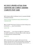 NC DOCC UPDATED ACTUAL EXAM&NewLine;QUESTIONS AND CORRECT ANSWERS&NewLine;COMPLETE STUDY GUIDE&NewLine;