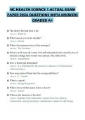 NC HEALTH SCIENCE 1 ACTUAL EXAM&NewLine;PAPER 2026 QUESTIONS WITH ANSWERS&NewLine;GRADED A&plus;