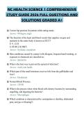 NC HEALTH SCIENCE 1 COMPREHENSIVE&NewLine;STUDY GUIDE 2026 FULL QUESTIONS AND&NewLine;SOLUTIONS GRADED A&plus;