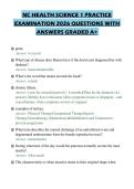 NC HEALTH SCIENCE 1 PRACTICE&NewLine;EXAMINATION 2026 QUESTIONS WITH&NewLine;ANSWERS GRADED A&plus;&NewLine;