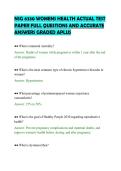 NSG 6330 WOMENS HEALTH ACTUAL TEST&NewLine;PAPER FULL QUESTIONS AND ACCURATE&NewLine;ANSWERS GRADED APLUS&NewLine;