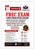 FREC EXAM AND PRACTICE EXAM NEWEST 2026 TEST&NewLine;BANK&vert; COMPLETE 400 REAL EXAM QUESTIONS AND&NewLine;CORRECT DETAILED ANSWERS &lpar;VERIFIED ANSWERS&rpar;&NewLine;GRADED A&plus;&vert;FREC FINAL EXAM PREP 2026&sol;2027&NewLine;&lpar;BRAND NEW&excl;&excl;&rpar;