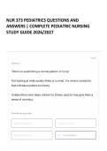 NUR 373 PEDIATRICS QUESTIONS AND ANSWERS &vert; COMPLETE PEDIATRIC NURSING STUDY GUIDE 2026&sol;2027 