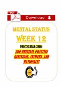 Mental Status Week 12 Practice Exam &lpar;PDF&rpar; &vert; 2026 Mental Health Exam Questions &vert; Nursing &vert; Chamberlain University