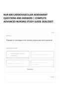 NUR 600 CARDIOVASCULAR ASSESSMENT QUESTIONS AND ANSWERS &vert; COMPLETE ADVANCED NURSING STUDY GUIDE 2026&sol;2027 