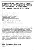 LOUISIANA NOTARY PUBLIC PRACTICE EXAM &ndash;&NewLine;QUESTIONS AND ANSWERS &vert; VERIFIED AND WELL&NewLine;DETAILED ANSWERS &vert; PLUS RATIONALES &vert;&NewLine;GUARANTEED PASS &vert; LATEST EXAM UPDATE