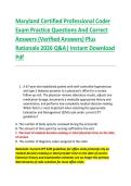 Maryland Certified Professional Coder &NewLine;Exam Practice Questions And Correct &NewLine;Answers &lpar;Verified Answers&rpar; Plus &NewLine;Rationale 2026 Q&A&vert; Instant Download &NewLine;Pdf  