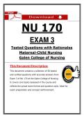 NU 170 Exam 3 Maternal-Child Nursing &lpar;2026&rpar; PDF &vert; Galen College of Nursing
