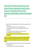 Maryland Certified Coding Associate &NewLine;Exam Practice Questions And Correct &NewLine;Answers &lpar;Verified Answers&rpar; Plus &NewLine;Rationale 2026 Q&A&vert; Instant Download &NewLine;Pdf  