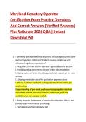 Maryland Cemetery Operator &NewLine;Certification Exam Practice Questions &NewLine;And Correct Answers &lpar;Verified Answers&rpar; &NewLine;Plus Rationale 2026 Q&A&vert; Instant &NewLine;Download Pdf  