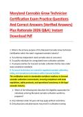 Maryland Cannabis Grow Technician &NewLine;Certification Exam Practice Questions &NewLine;And Correct Answers &lpar;Verified Answers&rpar; &NewLine;Plus Rationale 2026 Q&A&vert; Instant &NewLine;Download Pdf 