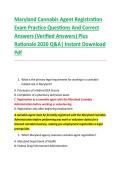 Maryland Cannabis Agent Registration &NewLine;Exam Practice Questions And Correct &NewLine;Answers &lpar;Verified Answers&rpar; Plus &NewLine;Rationale 2026 Q&A&vert; Instant Download &NewLine;Pdf Maryland Cannabis Agent Registration &NewLine;Exam Practice Questions And Correct &NewLine;Answers &lpar;Verified Answer