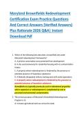 Maryland Brownfields Redevelopment &NewLine;Certification Exam Practice Questions &NewLine;And Correct Answers &lpar;Verified Answers&rpar; &NewLine;Plus Rationale 2026 Q&A&vert; Instant &NewLine;Download Pdf  