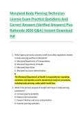 Maryland Body Piercing Technician &NewLine;License Exam Practice Questions And &NewLine;Correct Answers &lpar;Verified Answers&rpar; Plus &NewLine;Rationale 2026 Q&A&vert; Instant Download &NewLine;Pdf 