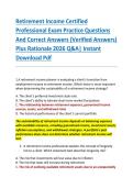 Retirement Income Certified &NewLine;Professional Exam Practice Questions &NewLine;And Correct Answers &lpar;Verified Answers&rpar; &NewLine;Plus Rationale 2026 Q&A&vert; Instant &NewLine;Download Pdf 