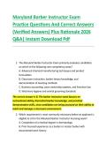 Maryland Barber Instructor Exam &NewLine;Practice Questions And Correct Answers &NewLine;&lpar;Verified Answers&rpar; Plus Rationale 2026 &NewLine;Q&A&vert; Instant Download Pdf  