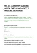 NSG 526 EXAM 2 STUDY GUIDE 2026&NewLine;CRITICAL CARE NURSING CONCEPTS&NewLine;QUESTIONS AND ANSWERS&NewLine;