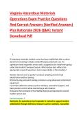 Virginia Hazardous Materials &NewLine;Operations Exam Practice Questions &NewLine;And Correct Answers &lpar;Verified Answers&rpar; &NewLine;Plus Rationale 2026 Q&A&vert; Instant &NewLine;Download Pdf  