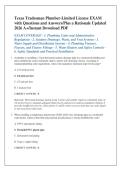 Texas Tradesman Plumber-Limited License EXAM &NewLine;with Questions and Answers&sol;Plus a Rationale Updated &NewLine;2026 A&plus;&sol;Instant Download PDF 
