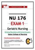 NU 176 Geriatric Nursing Exam 1 &vert; 50 Verified Questions with Answers & Rationale &vert; Galen College of Nursing