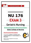 NU 176 Geriatric Nursing Exam 3 &vert; 50 Q&As with Rationales &ndash; Galen College