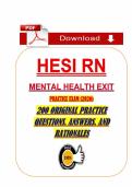 HESI RN Mental Health Exit Practice Exam &lpar;PDF&rpar; &vert; 2026 HESI Exam Questions &vert; Chamberlain University