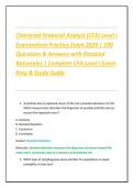 Chartered Financial Analyst &lpar;CFA&rpar; Level I Examination Practice Exam 2026 &vert; 100 Questions & Answers with Detailed Rationales &vert; Complete CFA Level I Exam Prep & Study Guide