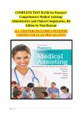 Pearson's Comprehensive Medical Assisting&colon; Administrative & Clinical Competencies&comma; 4th Edition Test Bank &vert; Complete & Comprehensive Exam Questions &colon; Verified Answers &semi; Ultimate Study & Exam Preparation Resource
