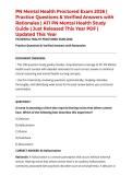 PN Mental Health Proctored Exam 2026 &vert; Practice Questions & Verified Answers with Rationales &vert; ATI PN Mental Health Study Guide &vert; Just Released This Year PDF &vert; Updated This Year