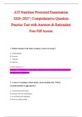 ATI Nutrition Proctored Examination &NewLine;2026&ndash;2027 &vert; Comprehensive Question &NewLine;Practice Test with Answers & Rationales&vert; &NewLine;Free Pdf Access