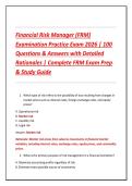 Financial Risk Manager &lpar;FRM&rpar; &NewLine;Examination Practice Exam 2026 &vert; 100 &NewLine;Questions & Answers with Detailed &NewLine;Rationales &vert; Complete FRM Exam Prep &NewLine;& Study Guide 