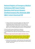 National Registry of Emergency Medical &NewLine;Technicians EMT Exam Practice &NewLine;Questions And Correct Answers &NewLine;&lpar;Verified Answers&rpar; Plus Rationale 2026 &NewLine;Q&A&vert; Instant Download Pdf  