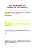 Jakes UNION PACIFIC Test Questions and Correct Answers &vert; Complete Exam Material