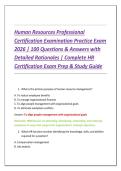 Human Resources Professional Certification Examination Practice Exam 2026 &vert; 100 Questions & Answers with Detailed Rationales &vert; Complete HR Certification Exam Prep & Study Guide