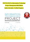 TEST BANK For Information Technology Project Management 9th Edition by Kathy Schwalbe&comma; Verified Chapters 1 - 13&comma; Complete Newest Version&NewLine;
