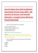 Lean Six Sigma Green Belt Certification Examination Practice Exam 2026 &vert; 100 Questions & Answers with Detailed Rationales &vert; Complete Green Belt Exam Prep & Study Guide