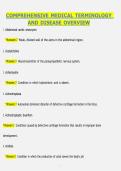 COMPREHENSIVE MEDICAL TERMINOLOGY AND DISEASE OVERVIEW &vert; QUESTIONS & ANSWERS &vert; COMPREHENSIVE MEDICAL TERMINOLOGY & PATHOPHYSIOLOGY STUDY GUIDE &vert; VERIFIED ANSWERS