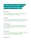 SOCIAL MEDIA MARKETING EXAMPREP&NewLine;COMPLETE QUESTION SET VERIFIED&NewLine;ANSWERS GUARANTEED TO PASS
