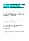 SOCIAL MEDIA MARKETING FINAL PAPER&NewLine;PREMIUM TEST BANK DETAILED&NewLine;QUESTIONS AND COMPLETE SOLUTIONS