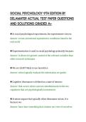 SOCIAL PSYCHOLOGY 9TH EDITION BY&NewLine;DELAMATER ACTUAL TEST PAPER QUESTIONS&NewLine;AND SOLUTIONS GRADED A&plus;