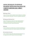 SOCIAL PSYCHOLOGY 9TH EDITION BY&NewLine;DELAMATER CERTIFICATION EVALUATION TEST&NewLine;COMPLETE QUESTIONS AND CORRECT&NewLine;ANSWERS&NewLine;