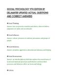 SOCIAL PSYCHOLOGY 9TH EDITION BY&NewLine;DELAMATER UPDATED ACTUAL QUESTIONS&NewLine;AND CORRECT ANSWERS&NewLine;