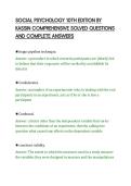 SOCIAL PSYCHOLOGY 10TH EDITION BY&NewLine;KASSIN COMPREHENSIVE SOLVED QUESTIONS&NewLine;AND COMPLETE ANSWERS&NewLine;