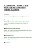 SOCIAL PSYCHOLOGY 10TH EDITION BY&NewLine;KASSIN EXAM PREP QUESTIONS AND&NewLine;ANSWERS FULLY VERIFIED