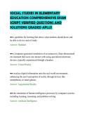 SOCIAL STUDIES IN ELEMENTARY&NewLine;EDUCATION COMPREHENSIVE EXAM&NewLine;SCRIPT VERIFIED QUESTIONS AND&NewLine;SOLUTIONS GRADED APLUS