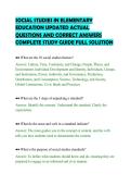 SOCIAL STUDIES IN ELEMENTARY&NewLine;EDUCATION UPDATED ACTUAL&NewLine;QUESTIONS AND CORRECT ANSWERS&NewLine;COMPLETE STUDY GUIDE FULL SOLUTION